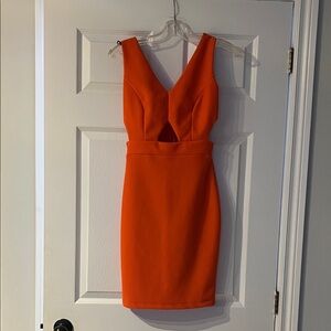 Mystic Vibrant Orange Cutout Mini Dress